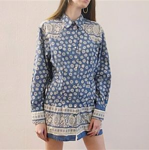 Vintage Coca Cola Collection Western Border Print Shirt/Dress Medium